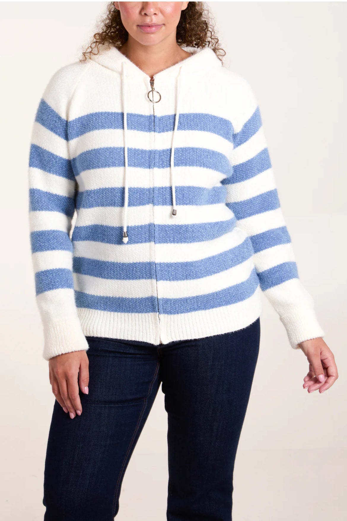 HANOVER - Striped Zip Up Cosy Hoodie - 3 Colours - 2 Sizes