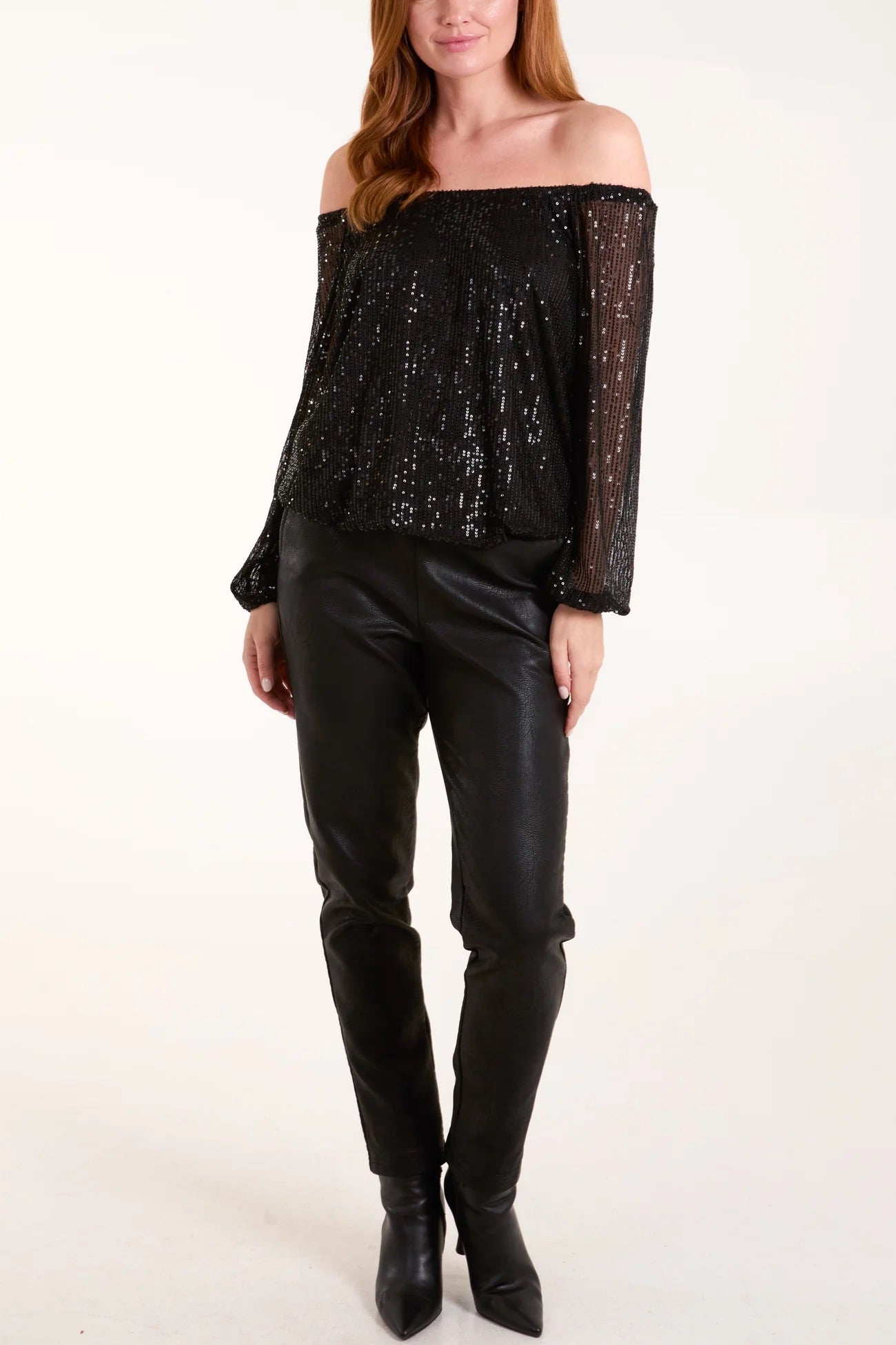 DIANE - Black Sequin Bubble Hem Top - Various Sizes