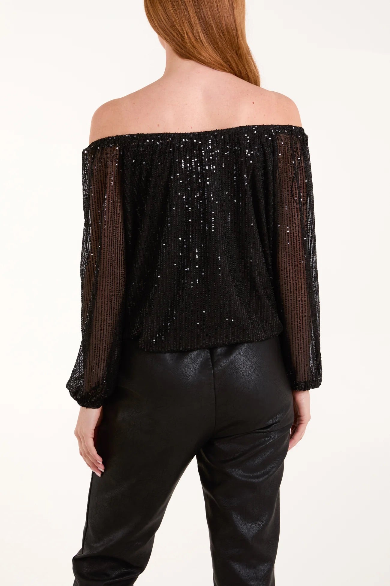 DIANE - Black Sequin Bubble Hem Top - Various Sizes