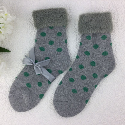 SOCKS - Wool Blend - Various Patterns - Faux Fur Cuff - One Size