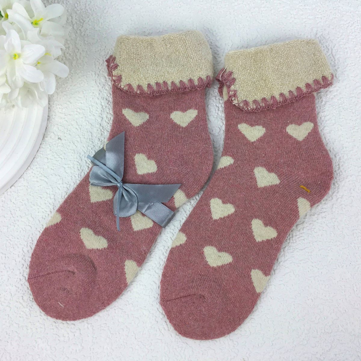 SOCKS - Wool Blend - Various Patterns - Turn Over Cuff - One Size