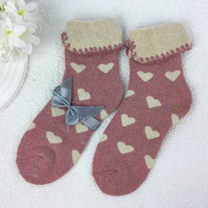 SOCKS - Wool Blend - Various Patterns - Turn Over Cuff - One Size