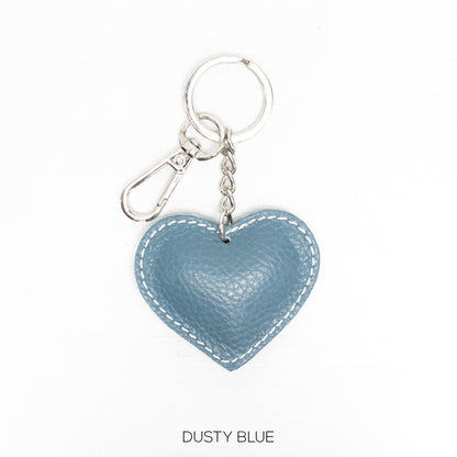 NORA - Matt Leather Heart Shaped Keyring - Various Colours