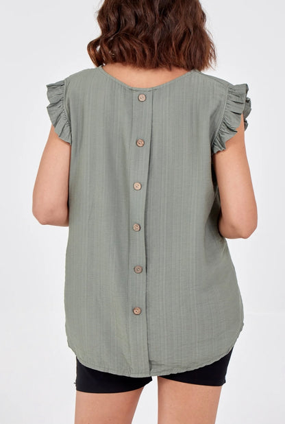 ELLA - Button Back Top - Various Colours - One Size