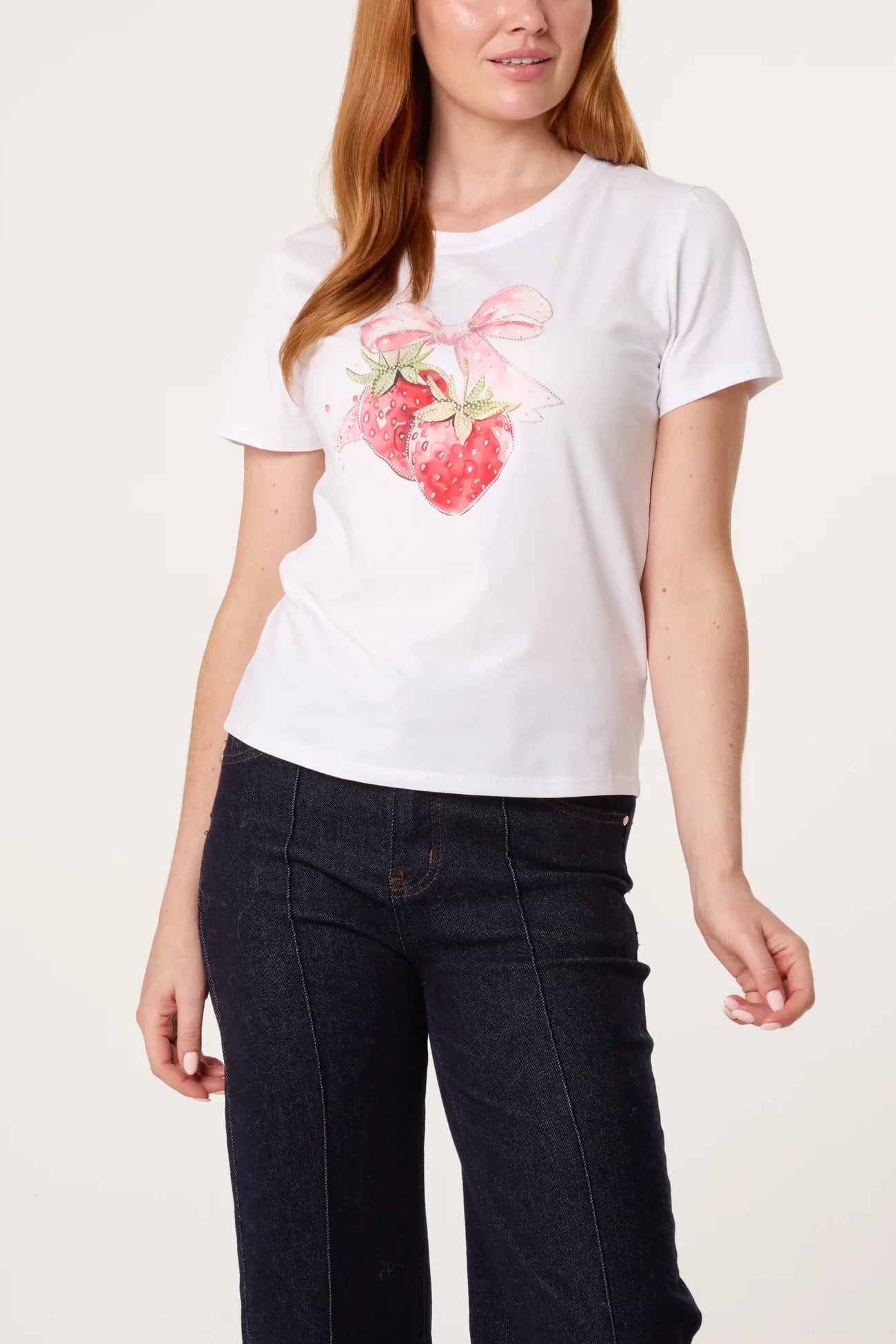 FRESCA - Strawberry Motif Embellished T-Shirt - 3 Sizes