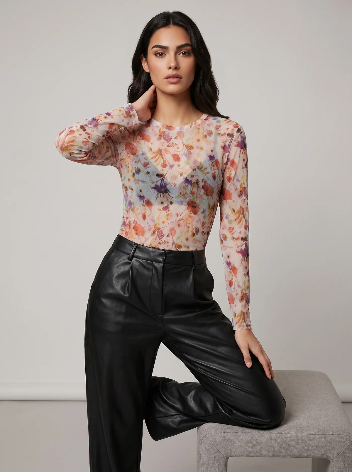 REBEL - Semi Sheer Long Sleeve Top - Various Prints - One Size