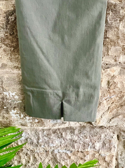PINNS - Plain Khaki Green Ankle Grazers with Back Split - Various Sizes