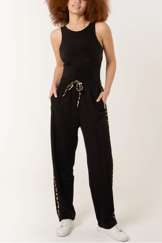 GIGI - Black & Leopard Stripe Joggers - 3 Sizes
