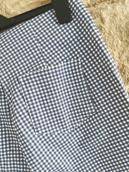 PINNS - Denim Blue Gingham Ankle Grazers with Back Split - Various Sizes