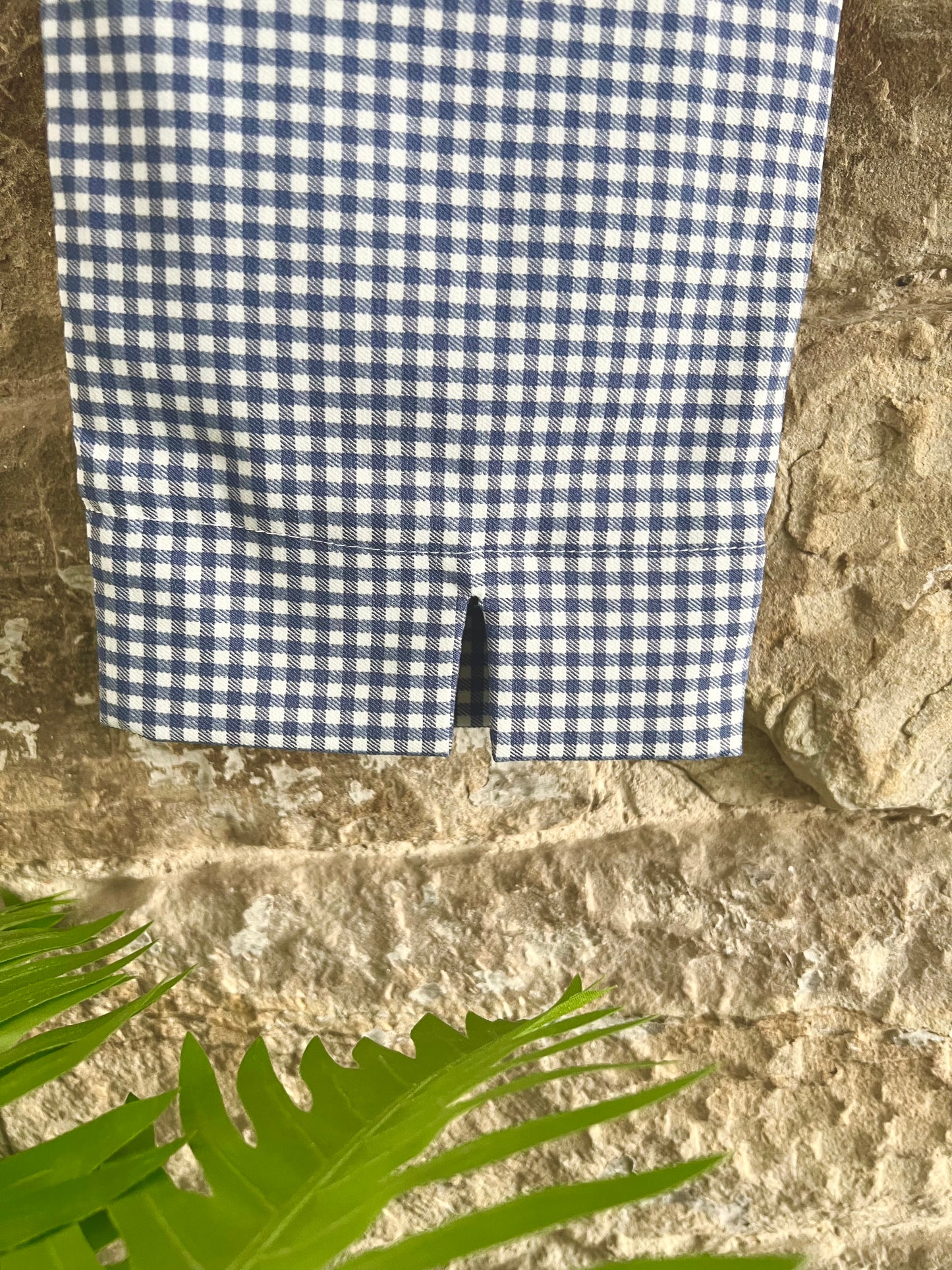 PINNS - Denim Blue Gingham Ankle Grazers with Back Split - Various Sizes