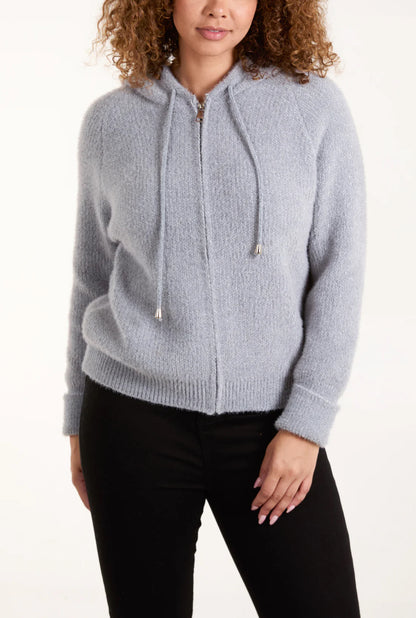 HAZEL - Zip Up Cosy Chenille Hoodie - Various Colours - 2 Sizes