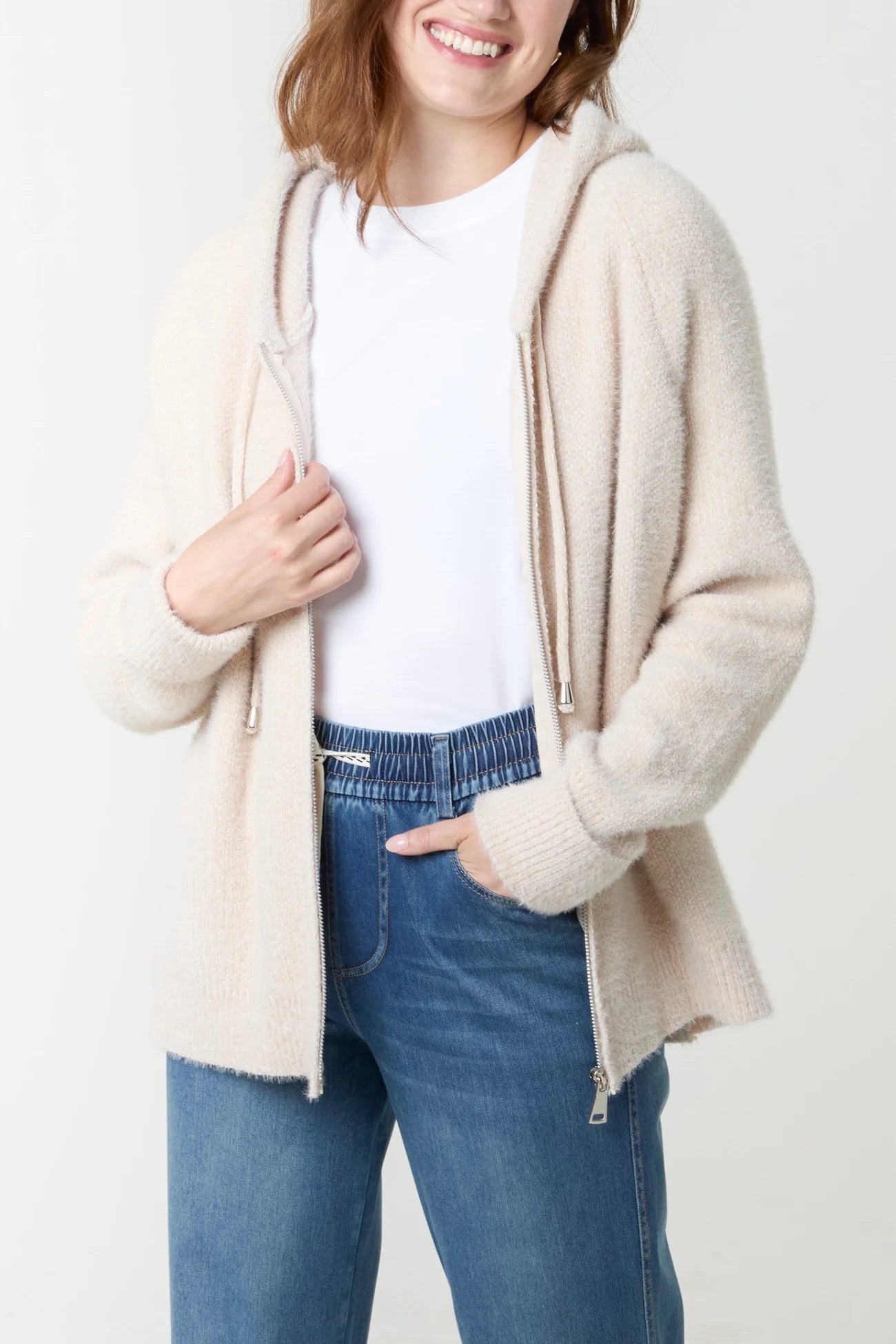 HAZEL - Zip Up Cosy Chenille Hoodie - Various Colours - 2 Sizes
