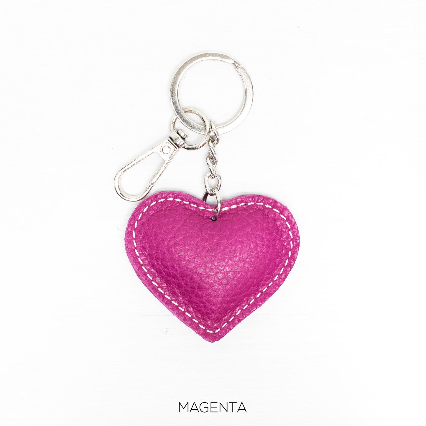 NORA - Matt Leather Heart Shaped Keyring - Various Colours