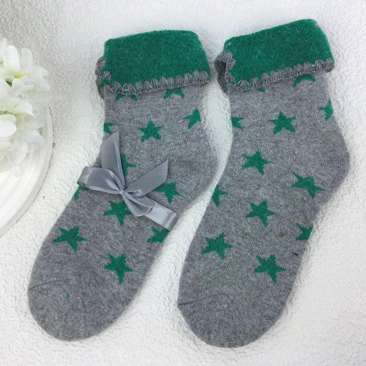 SOCKS - Wool Blend - Various Patterns - Turn Over Cuff - One Size