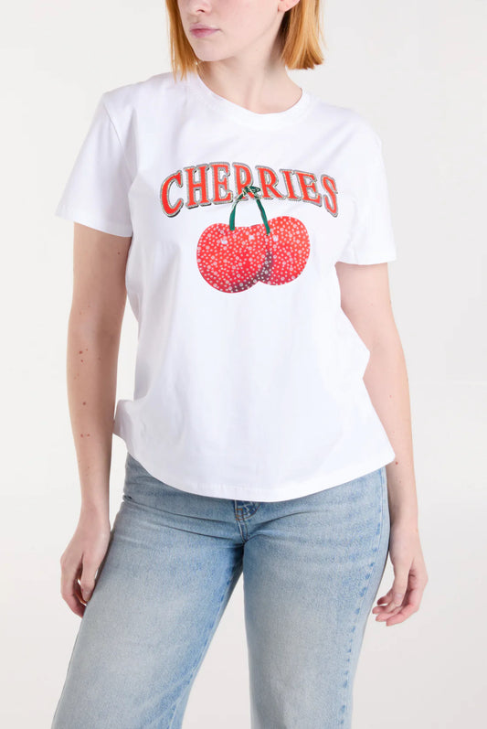 CHERRY - Diamante T-Shirt - 2 Sizes