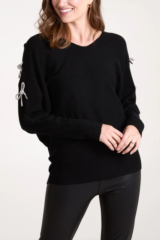 ADA - Diamante Bow Detail Sweater - 3 Colours - 2 Sizes