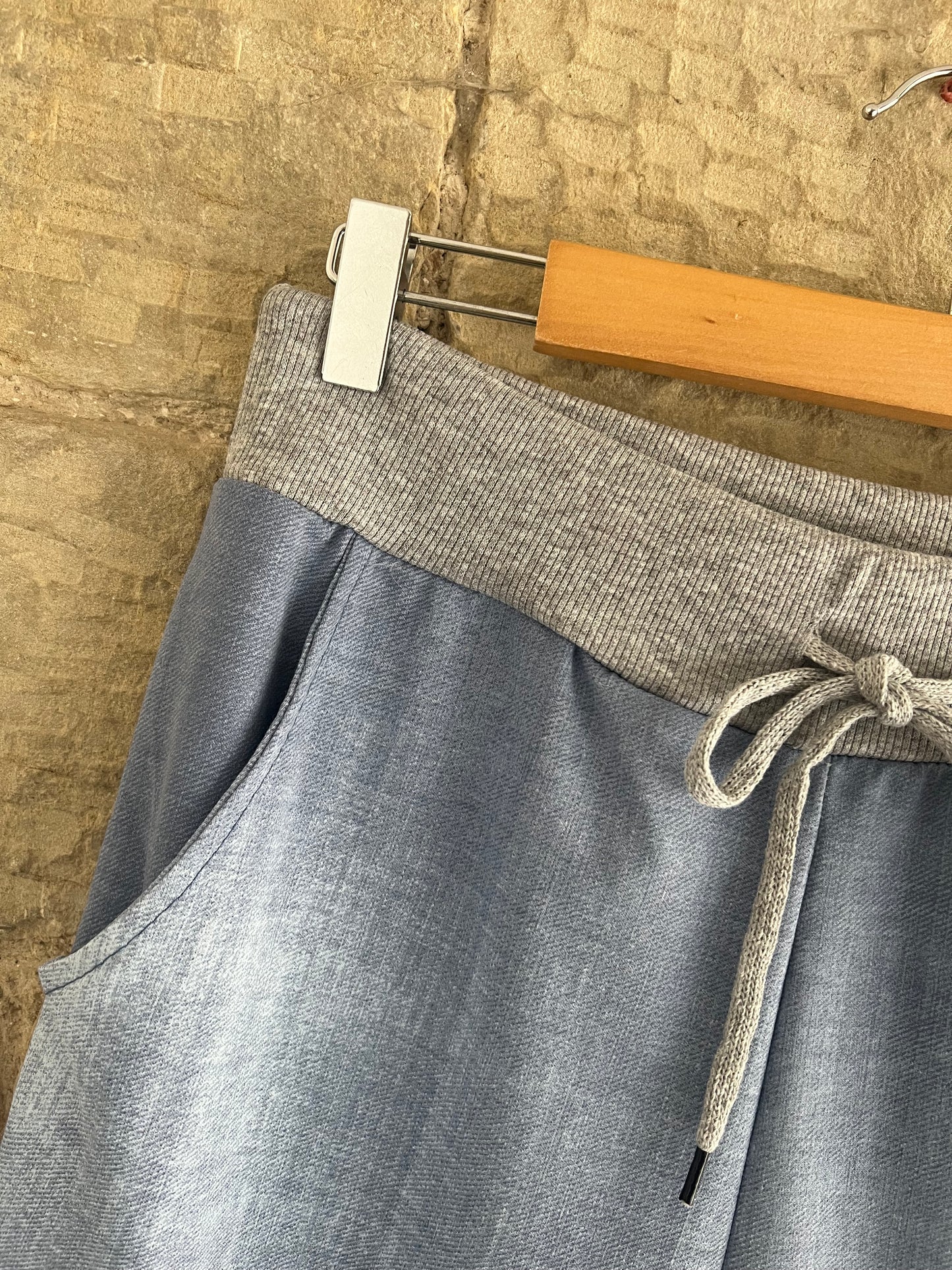 COTTON JOGGERS - 3/4 Length - Plain Denim Style - 2 Colours - 2 Sizes
