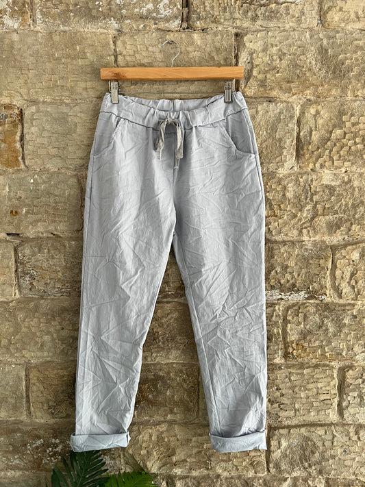 MAGIC TROUSERS - Pre Wrinkled - 2 Sizes - Silver Grey