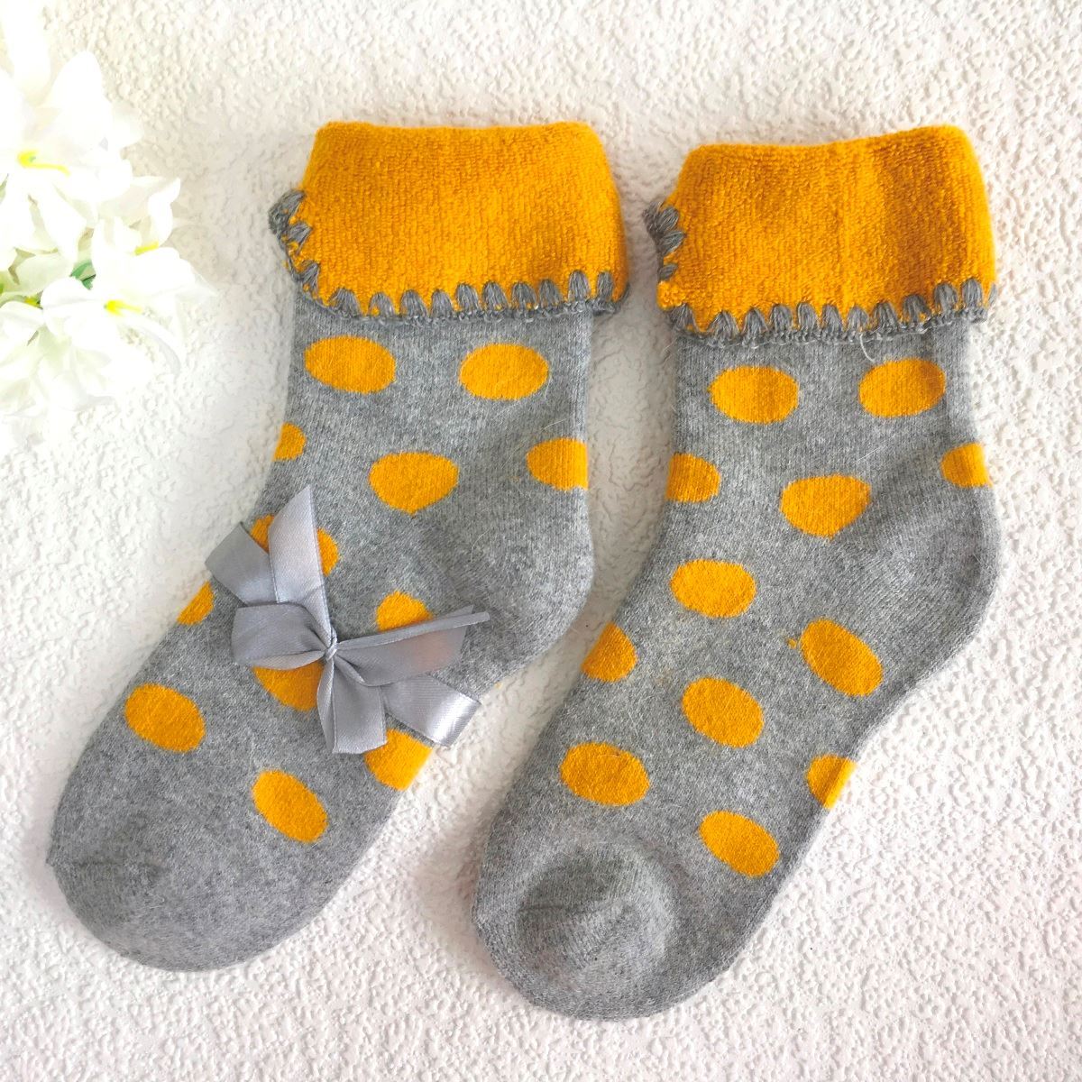 SOCKS - Wool Blend - Various Patterns - Turn Over Cuff - One Size