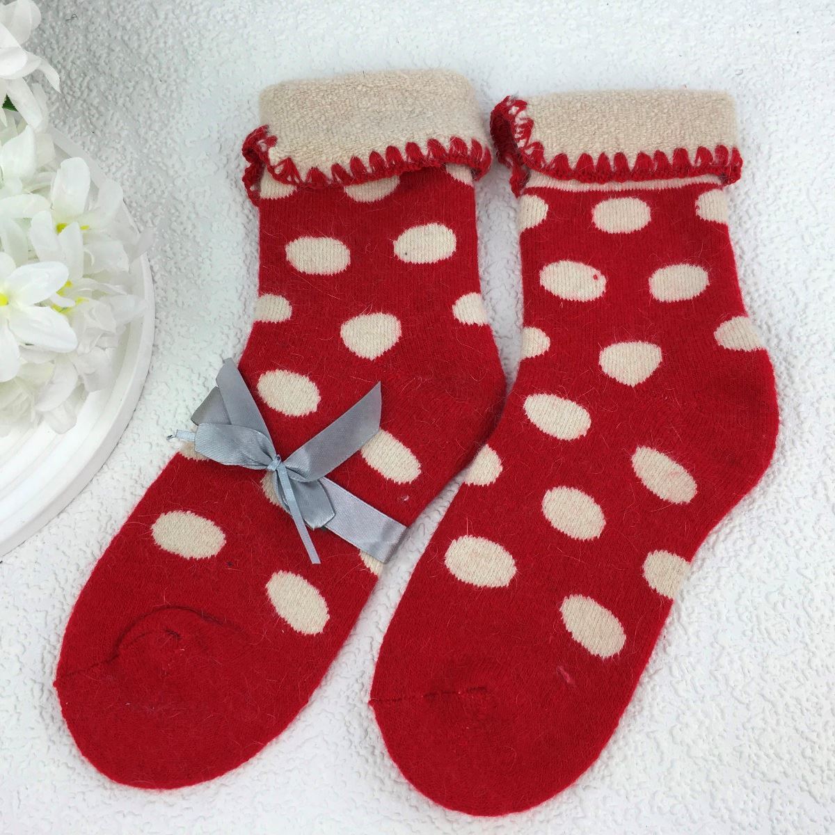 SOCKS - Wool Blend - Various Patterns - Turn Over Cuff - One Size
