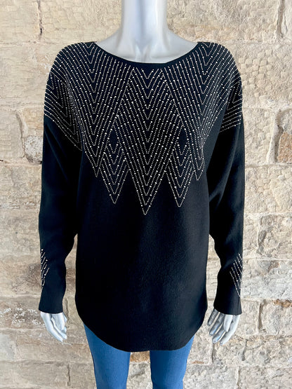 Sparkle Zig Zag Jumper - Black - Size M/L