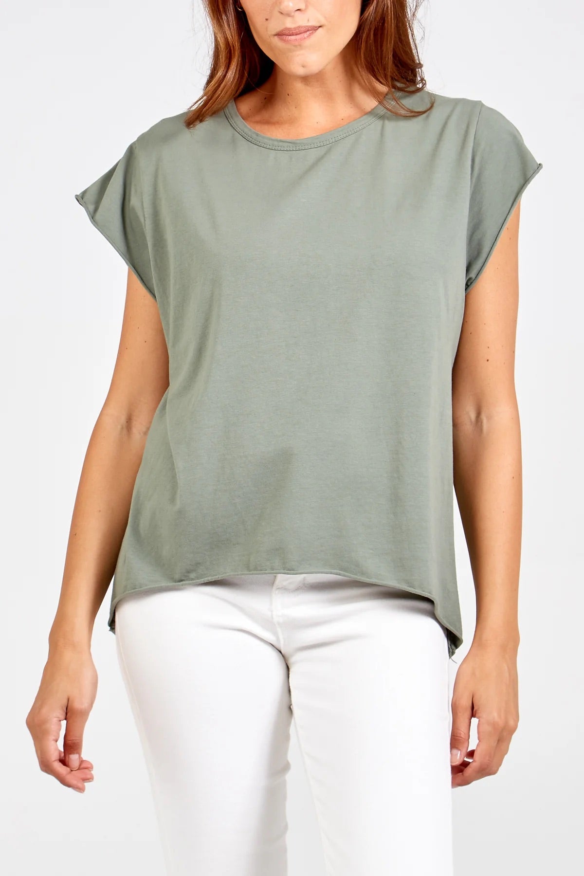 ROXY - Rolled Edge Hi Low Cotton T-Shirt - One Size - Various Colours