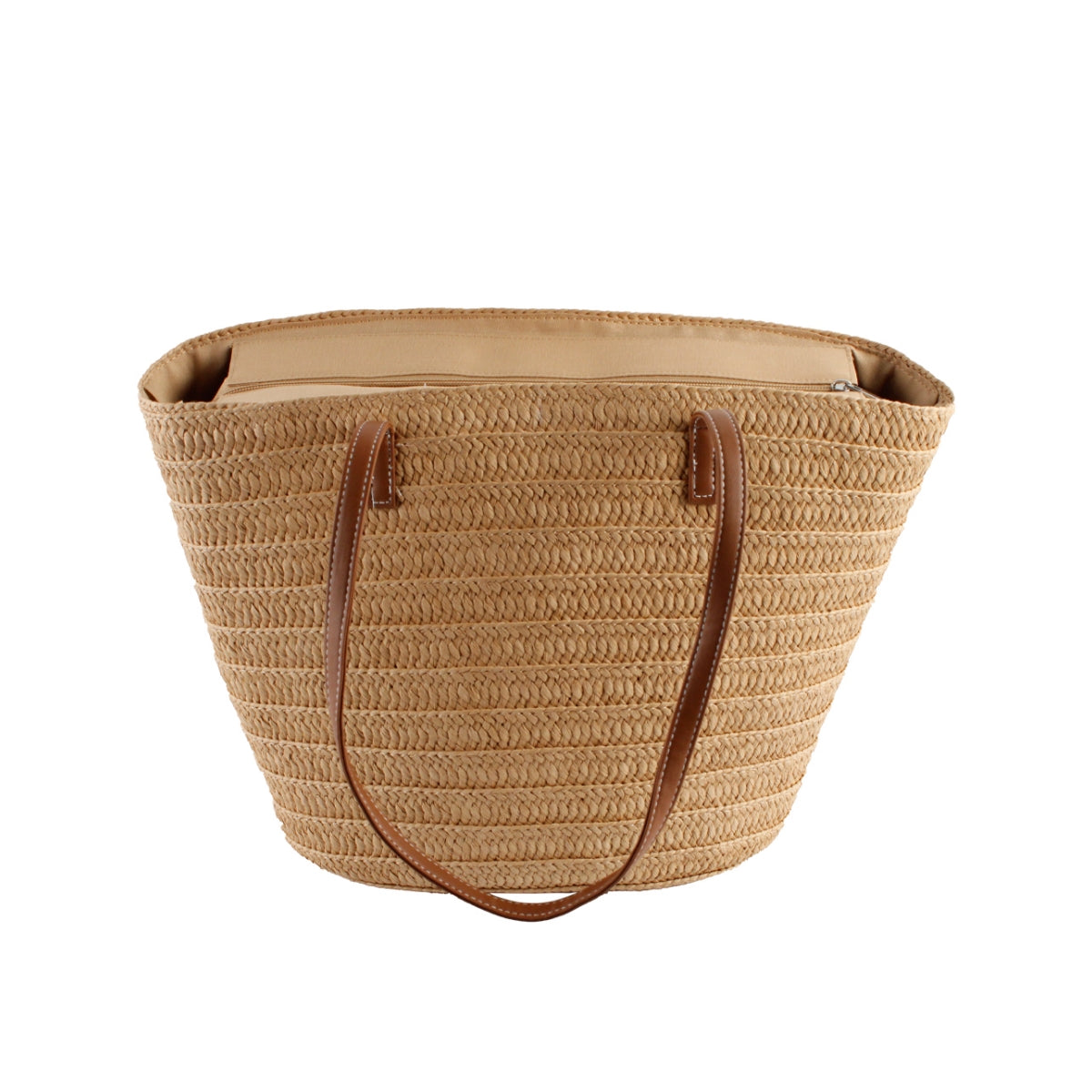 RILEY - Large Straw Front Pocket Tote Bag