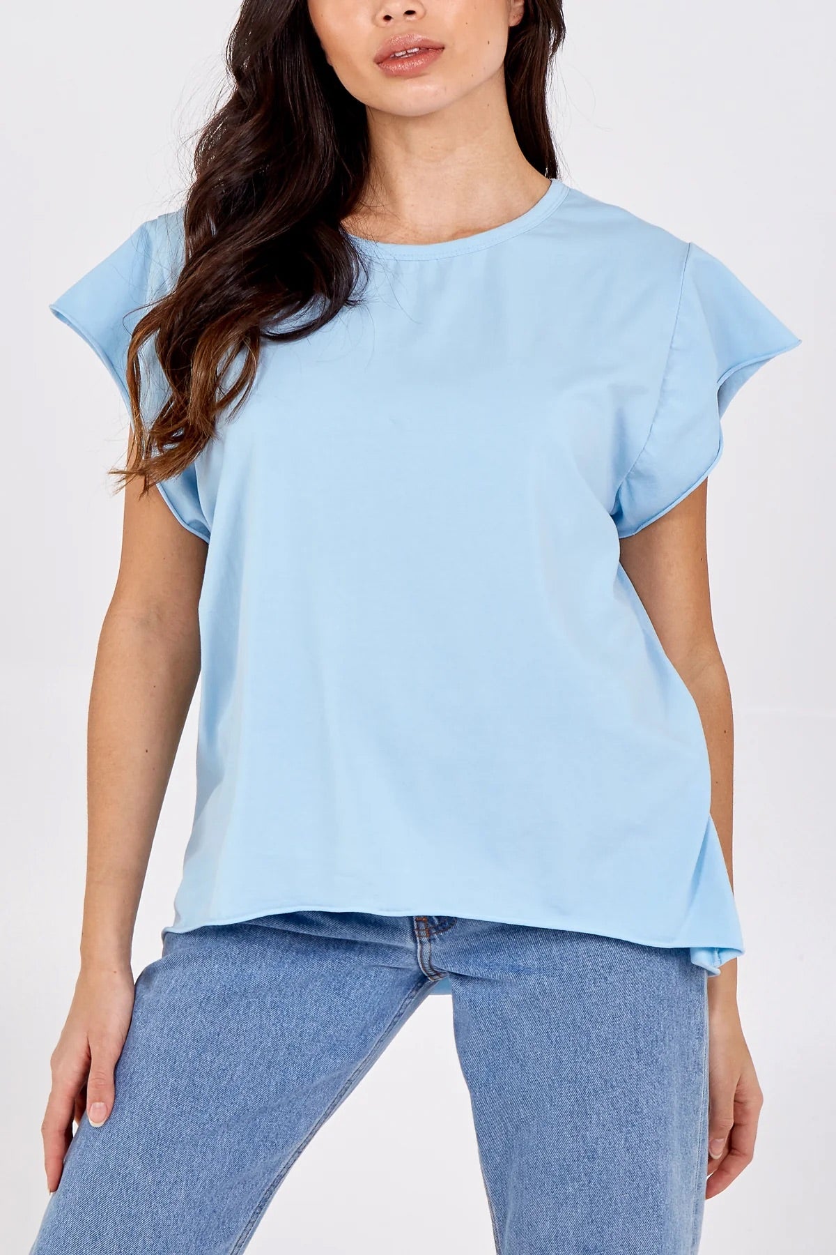 ROXY - Rolled Edge Hi Low Cotton T-Shirt - One Size - Various Colours