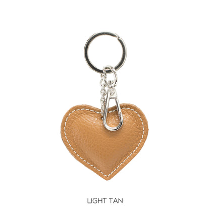 NORA - Matt Leather Heart Shaped Keyring - Various Colours