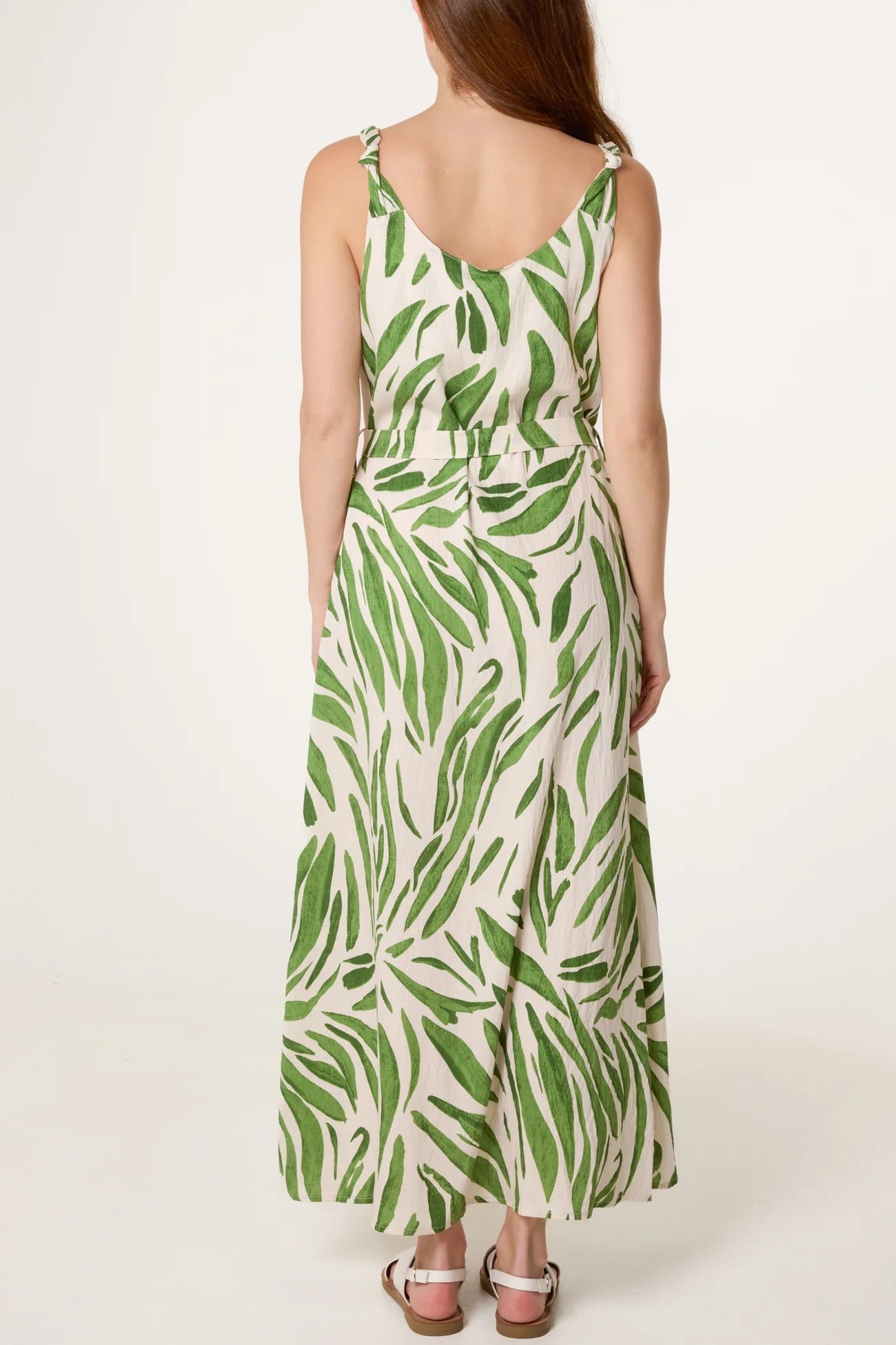 LILLIAN - Leaf Print Maxi Dress With Pockets - 2 Colours - Size S/M