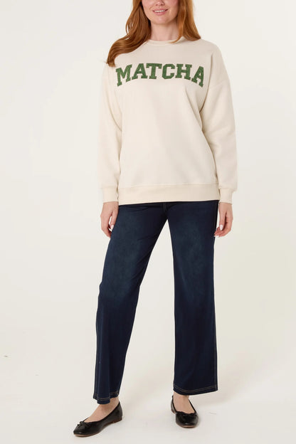 MATCHA - Ivory & Green Sweatshirt - 2 Sizes