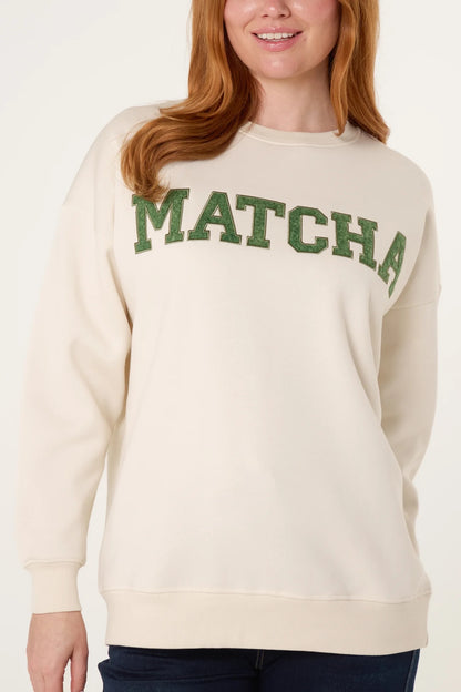 MATCHA - Ivory & Green Sweatshirt - 2 Sizes