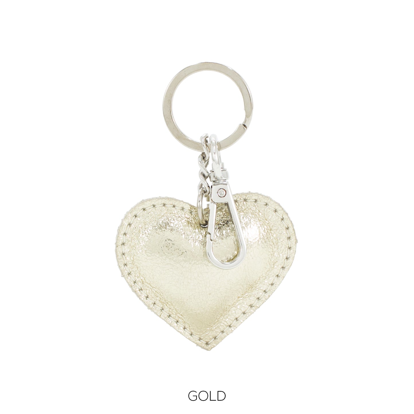NORA - Metallic Leather Heart Shaped Keyring - Various Colours