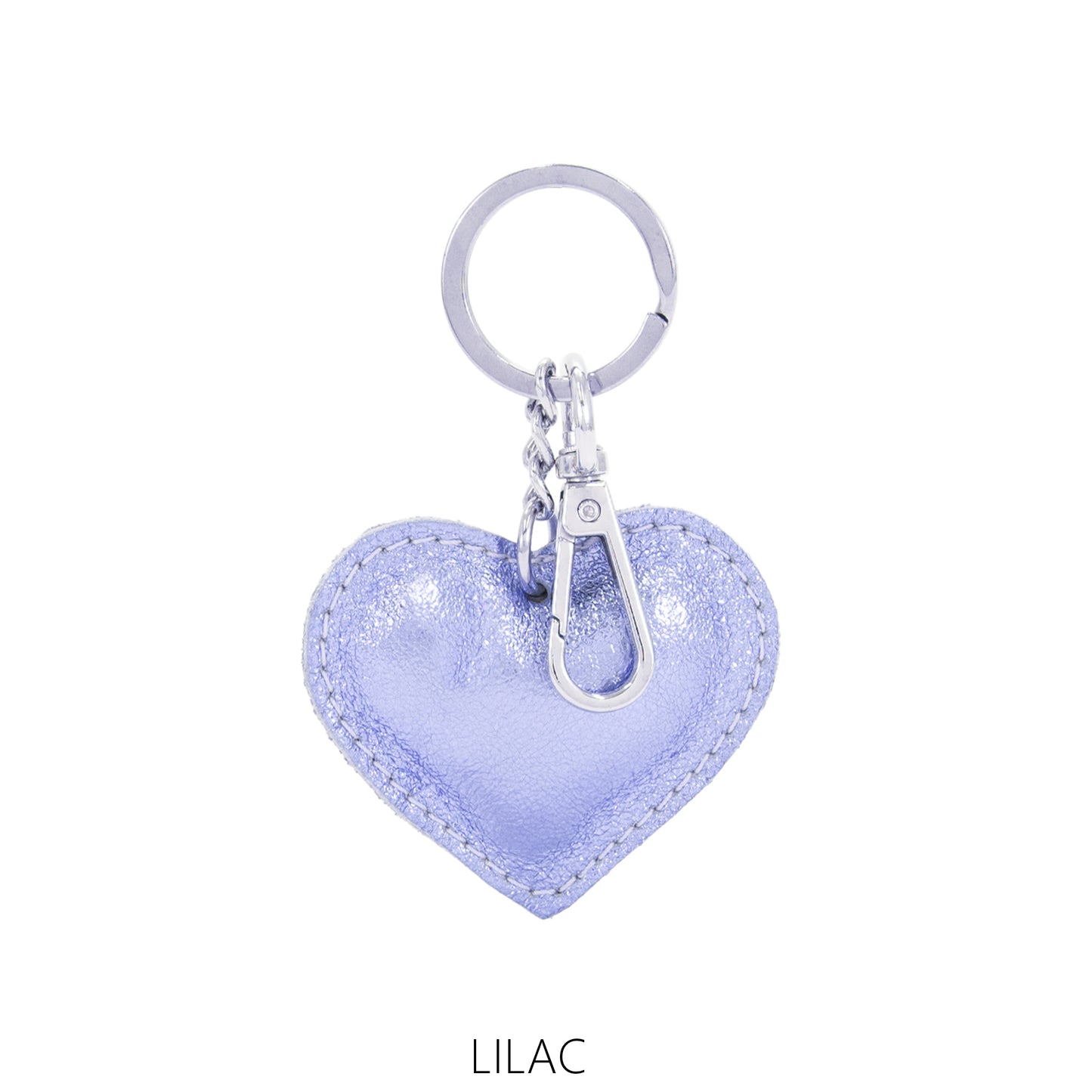 NORA - Metallic Leather Heart Shaped Keyring - Various Colours