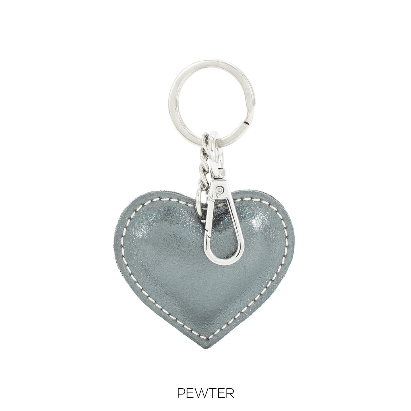 NORA - Metallic Leather Heart Shaped Keyring - Various Colours