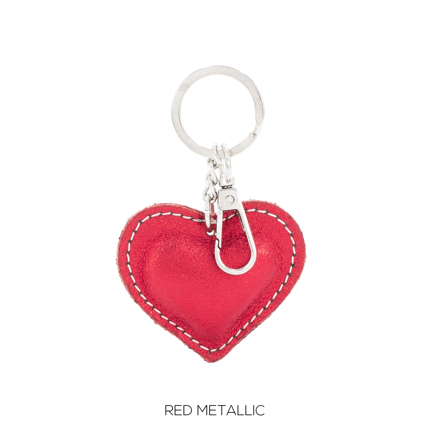 NORA - Metallic Leather Heart Shaped Keyring - Various Colours