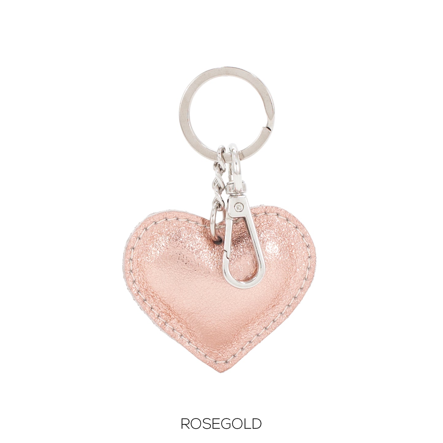 NORA - Metallic Leather Heart Shaped Keyring - Various Colours