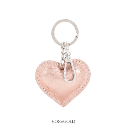 NORA - Metallic Leather Heart Shaped Keyring - Various Colours