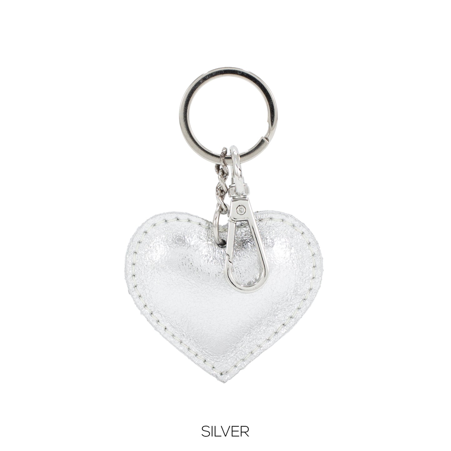 NORA - Metallic Leather Heart Shaped Keyring - Various Colours