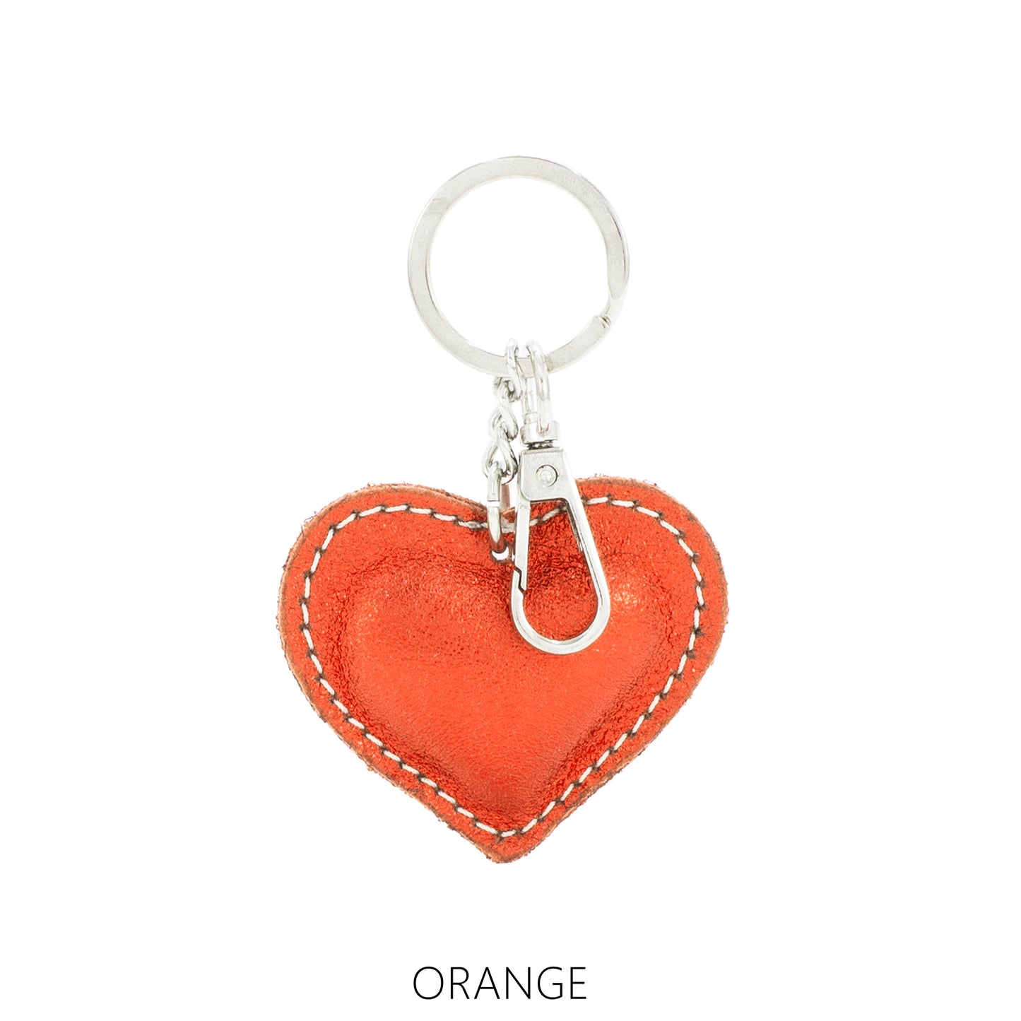 NORA - Metallic Leather Heart Shaped Keyring - Various Colours