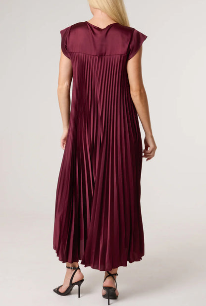 POLLY - Satin Pleated Midaxi Dress - One Size - Various Colours
