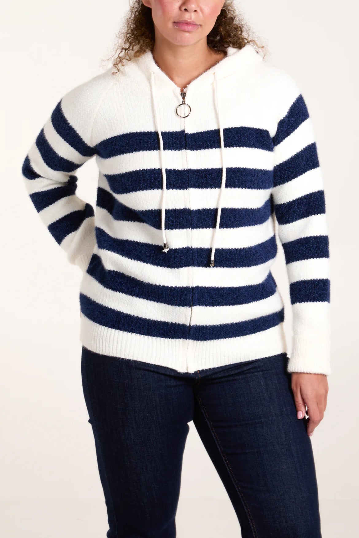 HANOVER - Striped Zip Up Cosy Hoodie - 3 Colours - 2 Sizes
