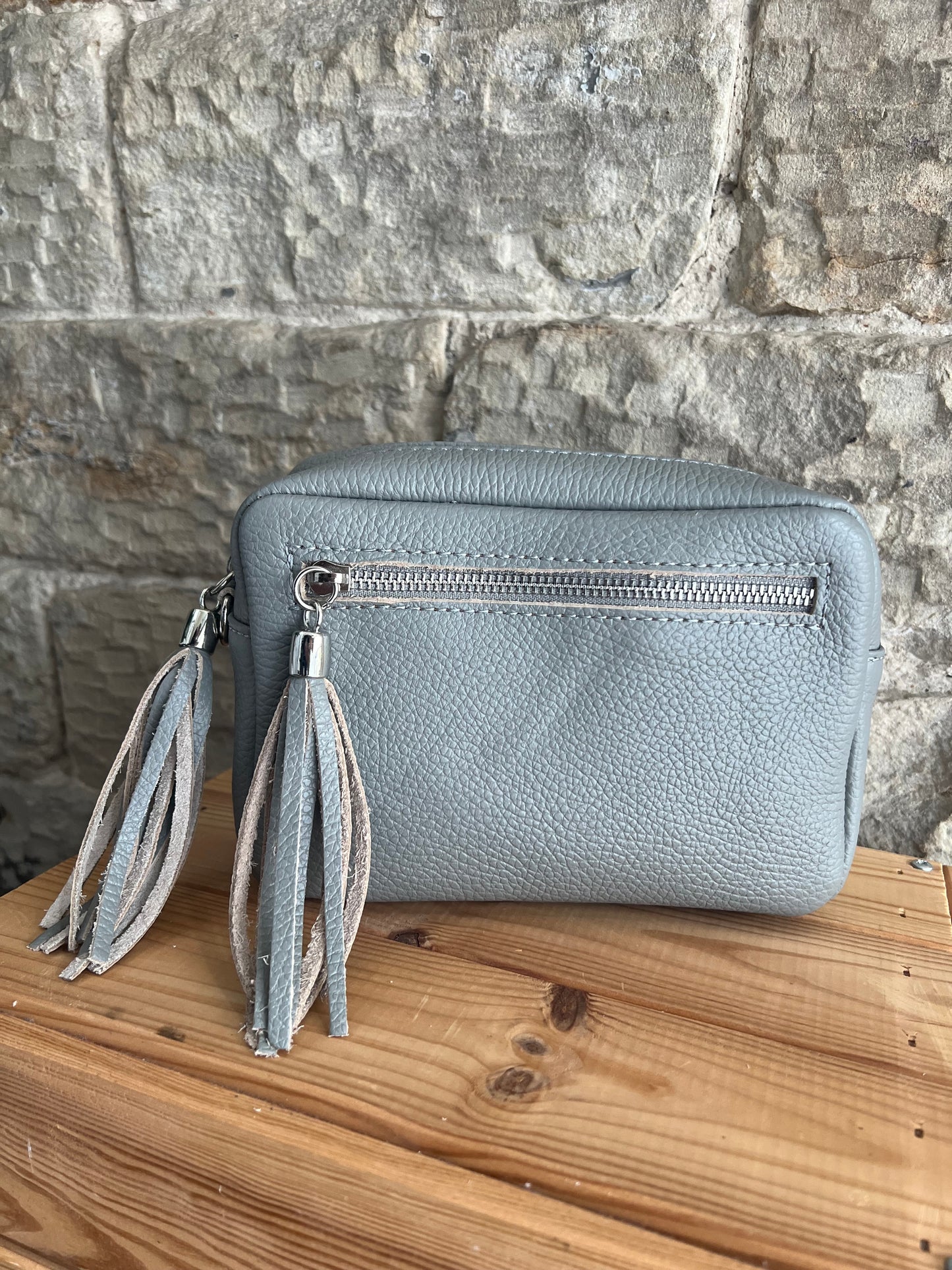 NIKKI - Classic Leather Cross Body 'Camera' Bag with Tassels - Various Colours