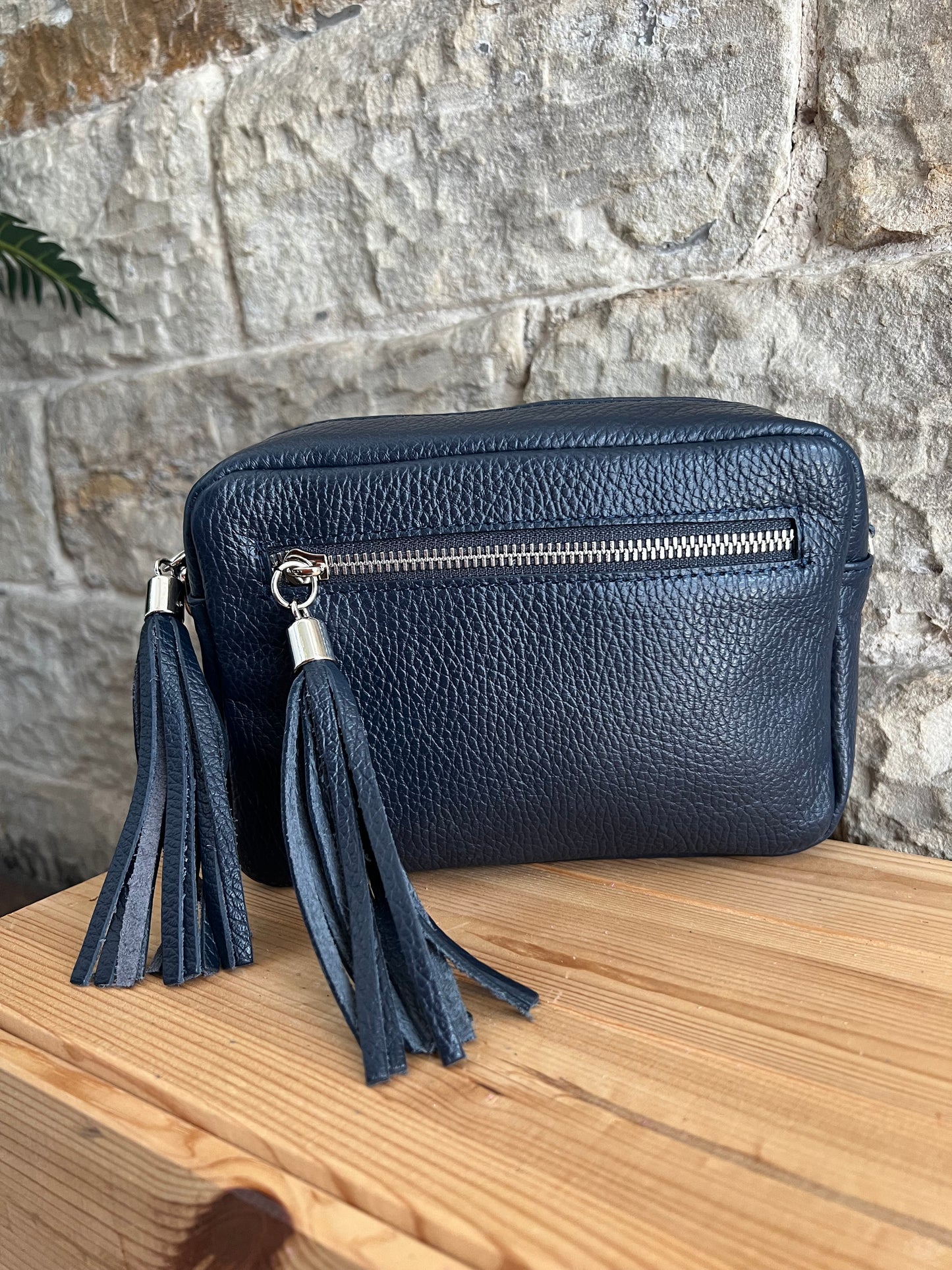NIKKI - Classic Leather Cross Body 'Camera' Bag with Tassels - Various Colours