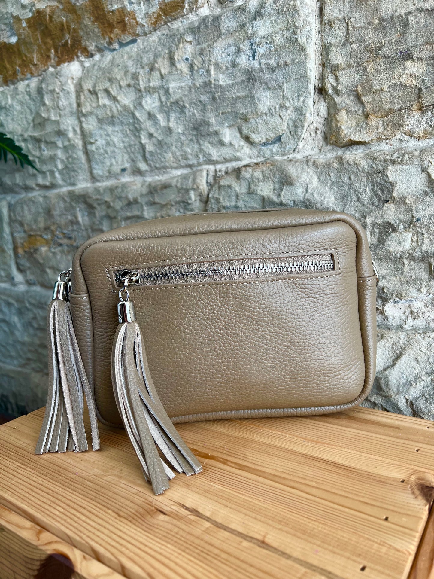 NIKKI - Classic Leather Cross Body 'Camera' Bag with Tassels - Various Colours