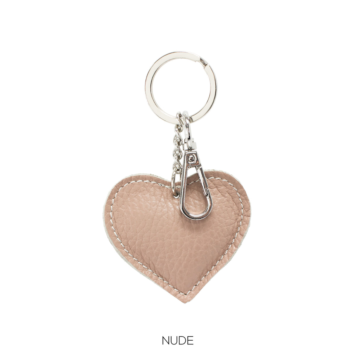 NORA - Matt Leather Heart Shaped Keyring - Various Colours