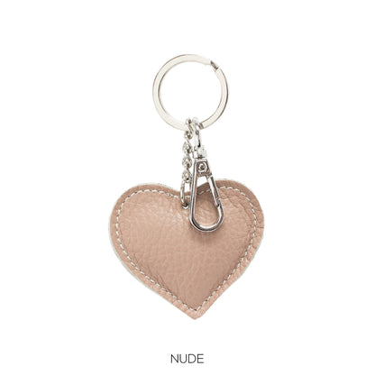 NORA - Matt Leather Heart Shaped Keyring - Various Colours