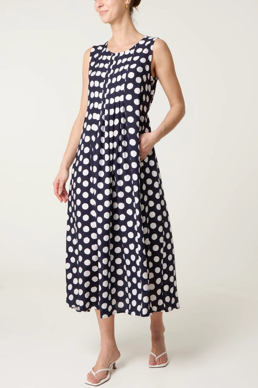 PIPPA - Spotty Midi Dress with Pockets - 2 Colours - One Size