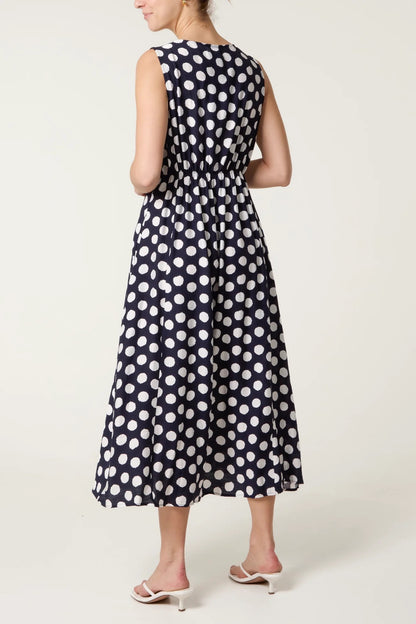 PIPPA - Spotty Midi Dress with Pockets - 2 Colours - One Size