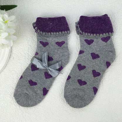 SOCKS - Wool Blend - Various Patterns - Turn Over Cuff - One Size